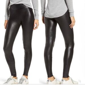 SPANX Faux Leather Black Leggings Size XL